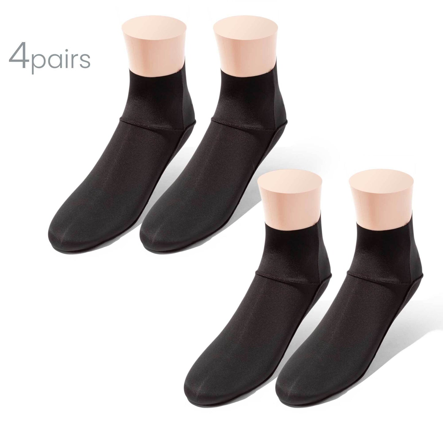 ULTRA THIN INVISILITE QUARTER SOCKS FOR ANKLE BOOTIES FOR WOMEN - Bundle - Black - 4Pairs