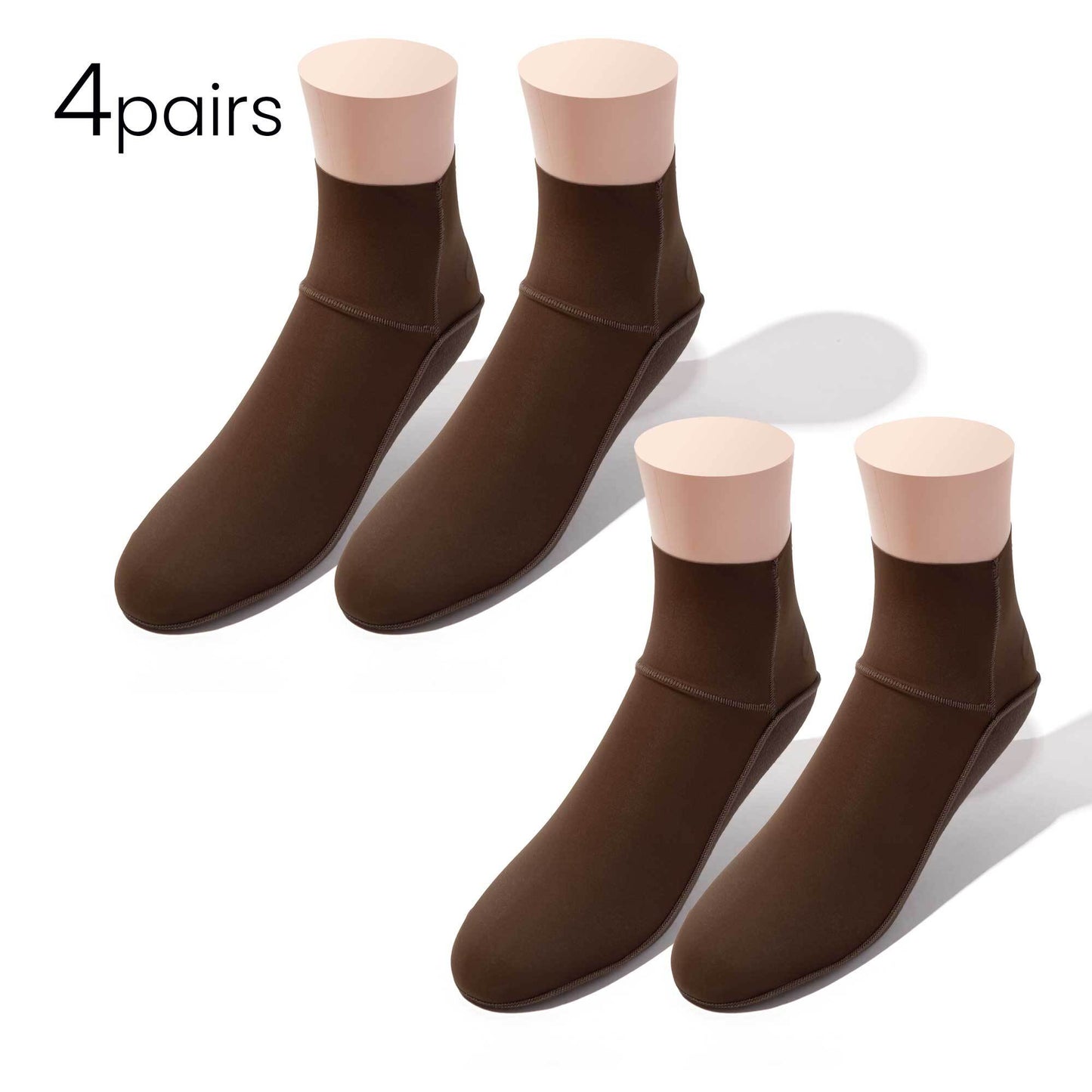 ULTRA THIN INVISILITE QUARTER SOCKS FOR ANKLE BOOTIES FOR WOMEN - Bundle - Brown - 4Pairs