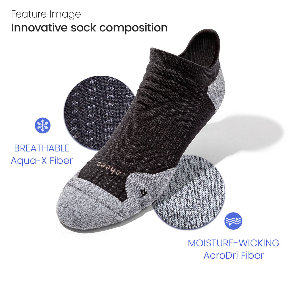 Sheec | WOMEN'S Comfits Compression Aqua-X Aerodri Quarter Crew & No Show Blister Tab Socks Bundle Pack 4 Pairs + Drawstring Bag