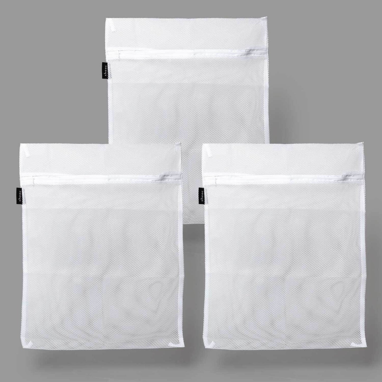 3 Pack Zipped Coarse Mesh Laundry Washing Bag (15.5" x 19.5") - Ideal for Delicates