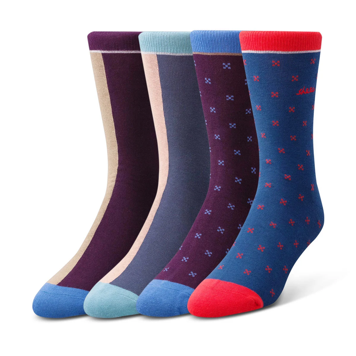 4 Pairs of Assorted Stylish Dress Sock with Unique Elegant Design