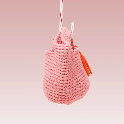 Hand-Knitted Tassel Shopper Bag (Soft Pink) sode