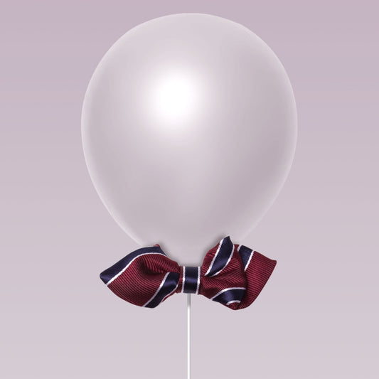 Daddy and Kid Diamond Point Bow Tie stripe print burgundy and navy balloon