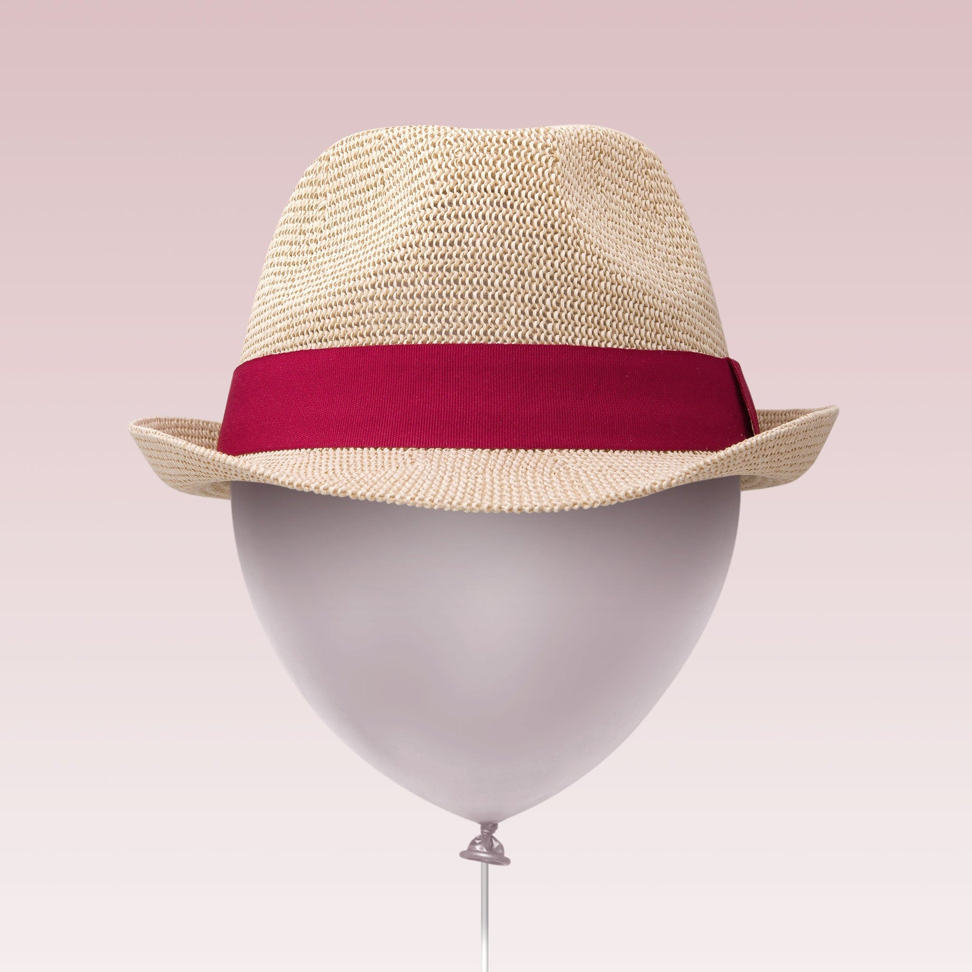 Adjustable Sun Hat Straw Fedora Hat Red Strap Balloon