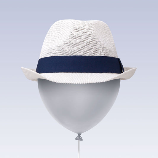 Adjustable Sun Hat Straw Fedora Hat Navy Strap Balloon