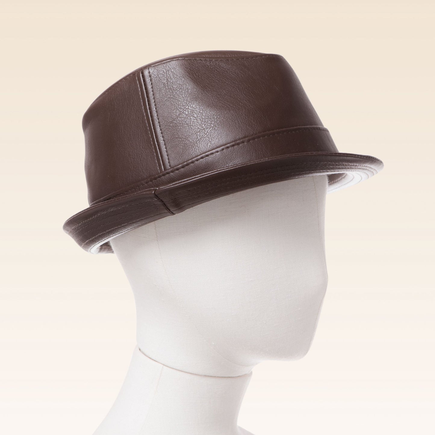 Boys Faux Lether Fedora Children's Tribly Hat in Brown Mannequin