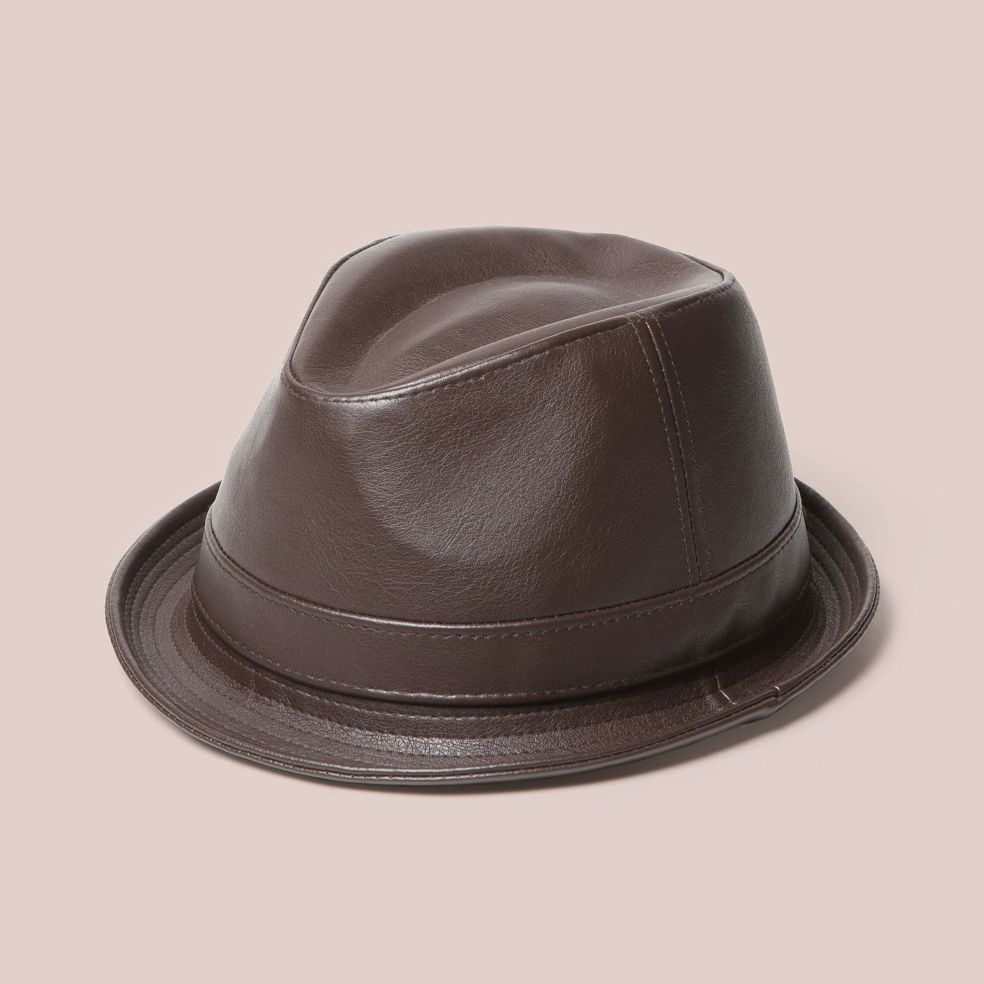 Boys Faux Lether Fedora Children's Tribly Hat in Brown