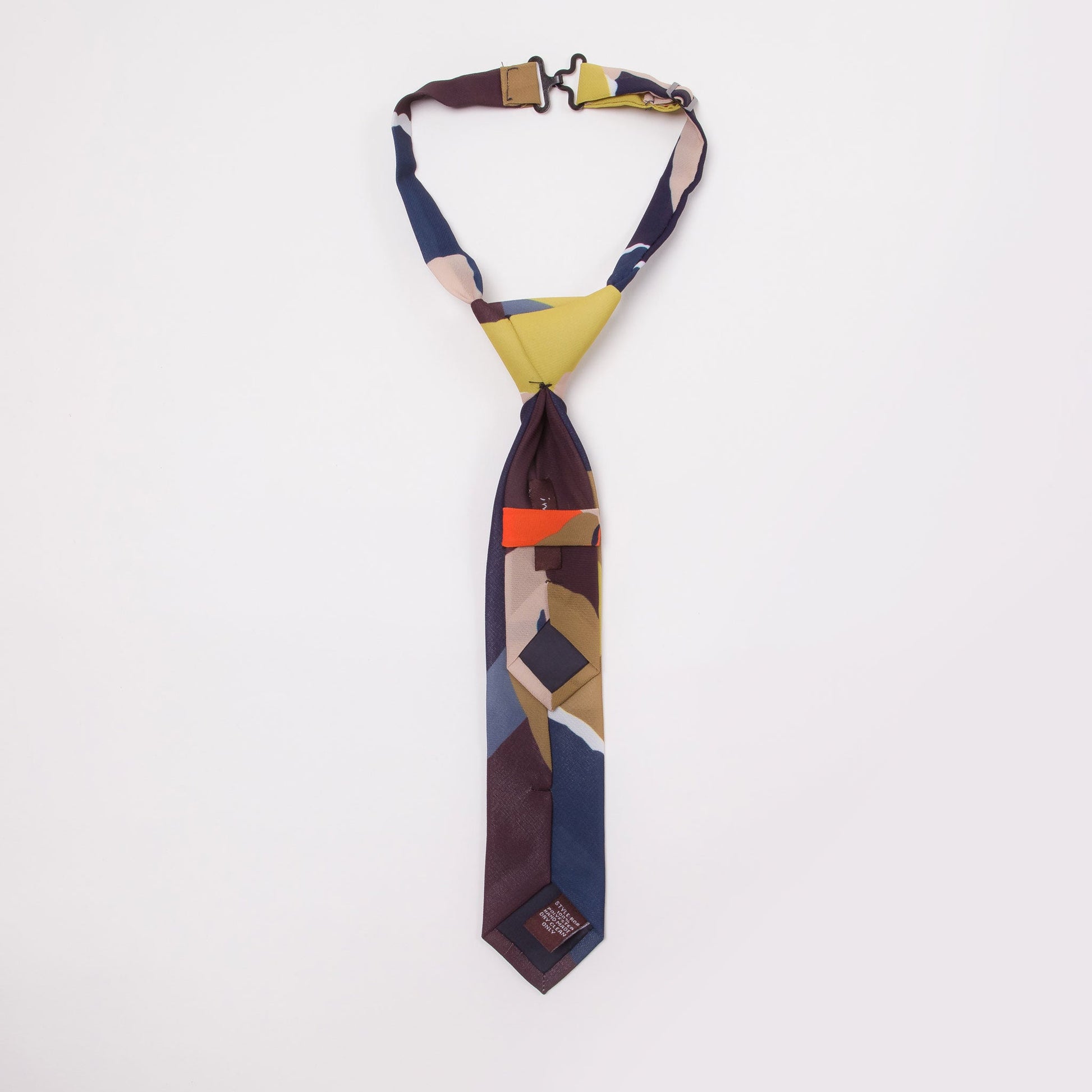 Pretied adjustable modern colorful print mini-tie neck tie for boys back