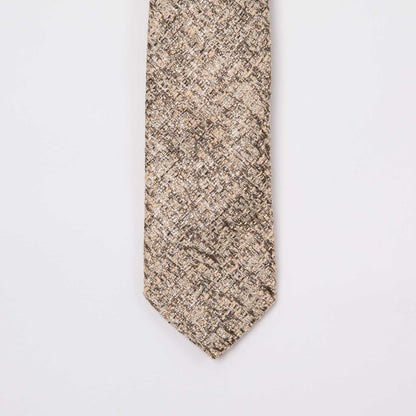 Pretied adjustable gold tweed mini-tie neck tie for boys end