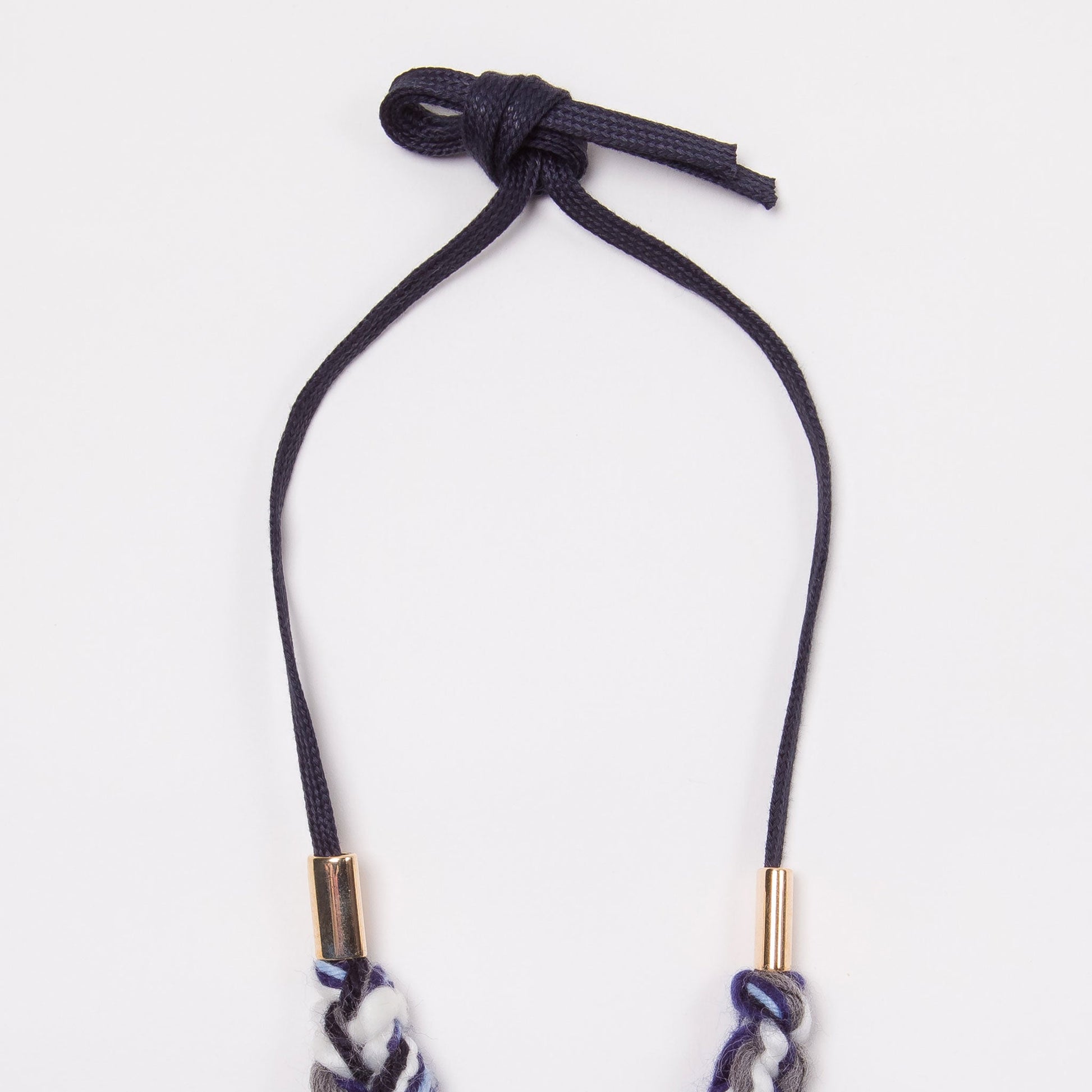pom pom knit necklace for little girls blue black and grey adjustable