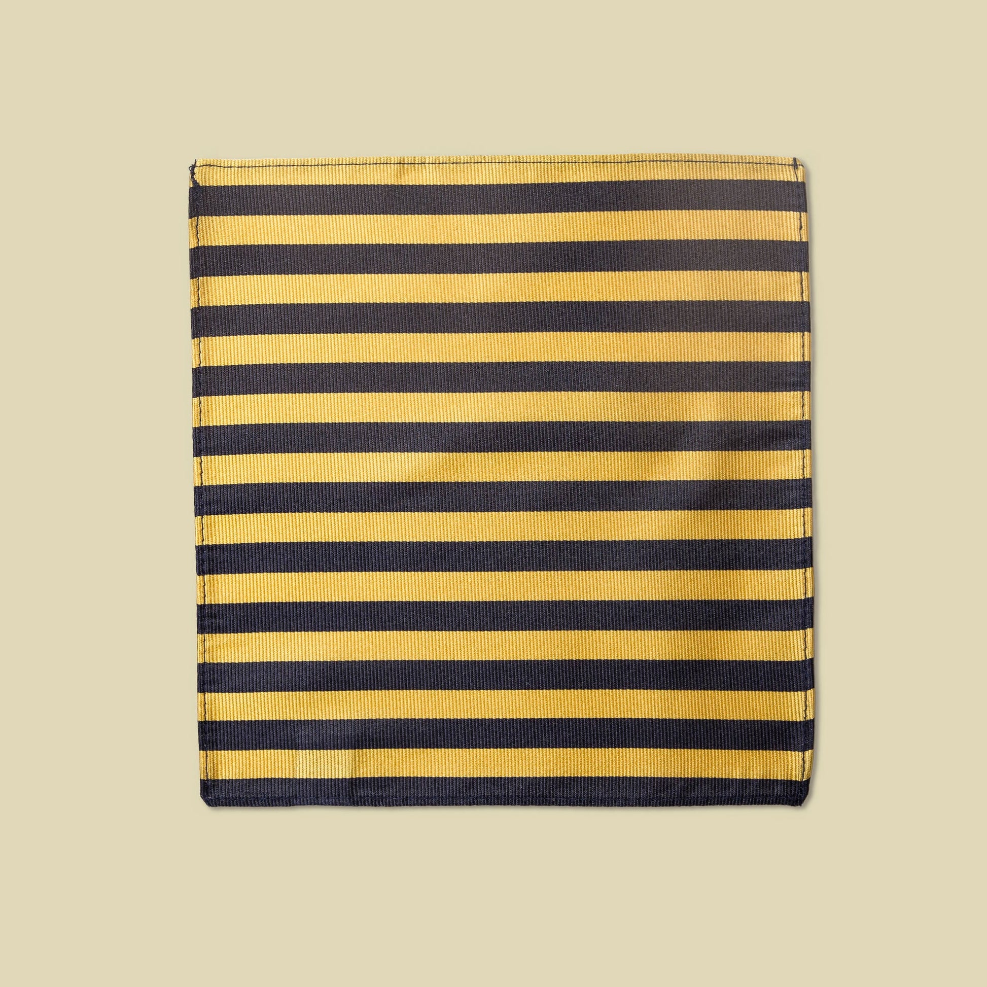 Vandoma Pocket Square Stripe Navy Yellow Flat