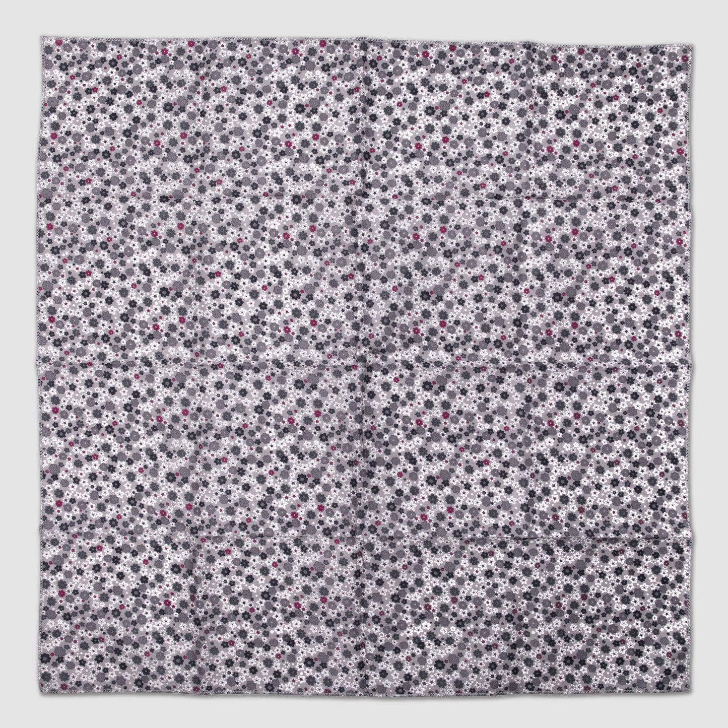 Flower Print Cotton Scarf Grey, White and Pink Flat