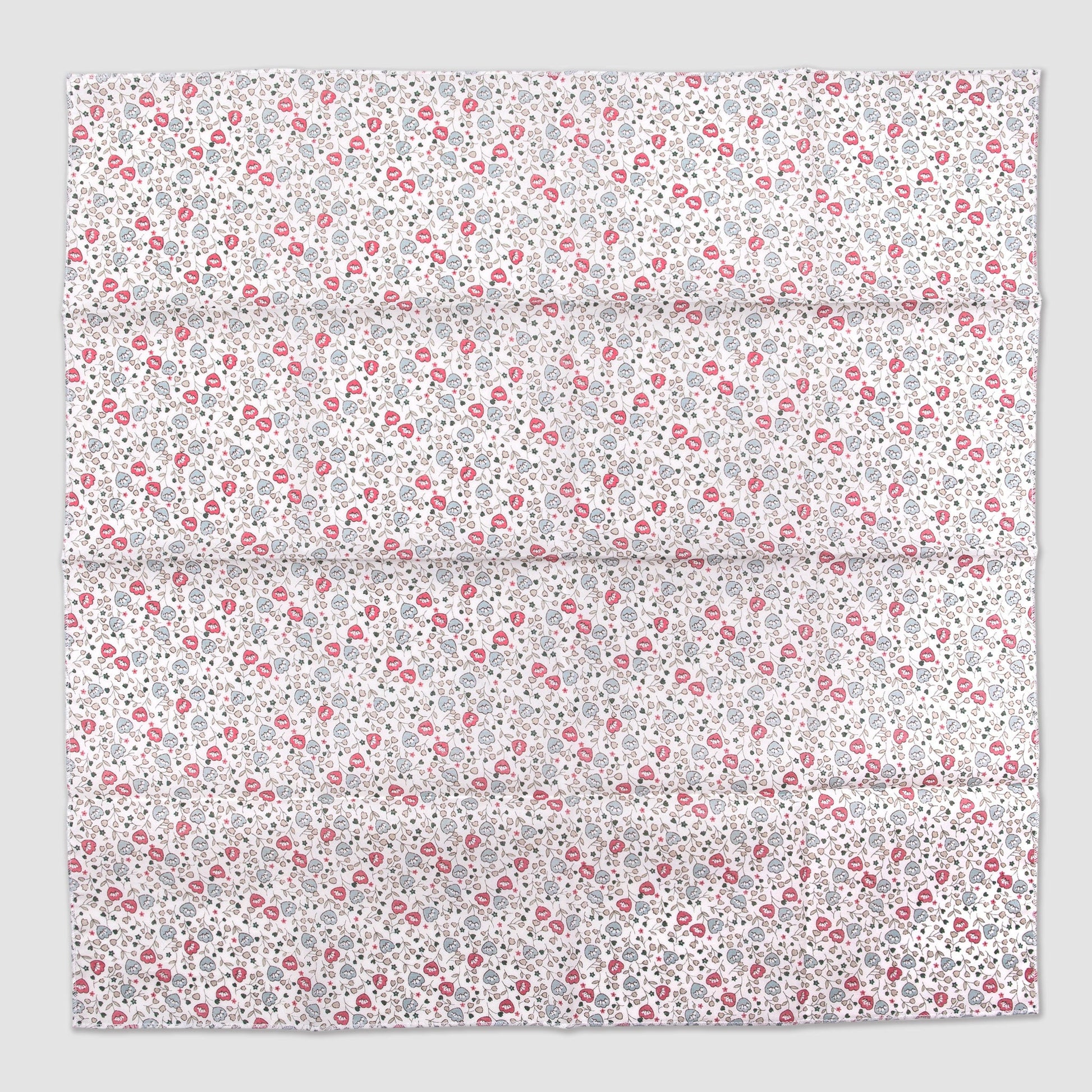 Flower Print Cotton Scarf White, Pink and Grey Flat