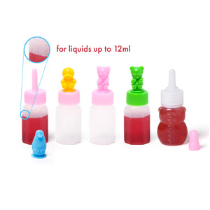 Assorted Character Mini Travel Bottles With Lid (12cc) - Small Storage Containers (12 count)