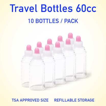 Refillable container bottles 60cc 10 count
