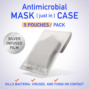 Antibacterial Mask Case - Silver Infused Face Mask Storage Pouch 5 Count